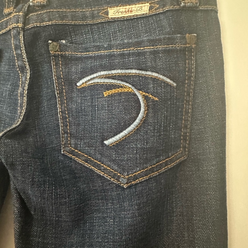 Frankie B. Blue Vintage Wave Embroidered Jeans